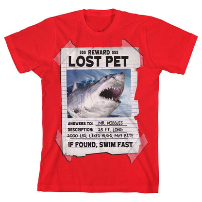 تي شيرت جرافيكي أحمر للأولاد من Lost Pet Shark