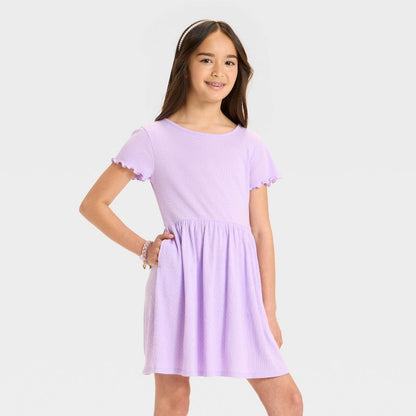 Girls' Short Sleeve Ribbed Dress - Cat & Jack