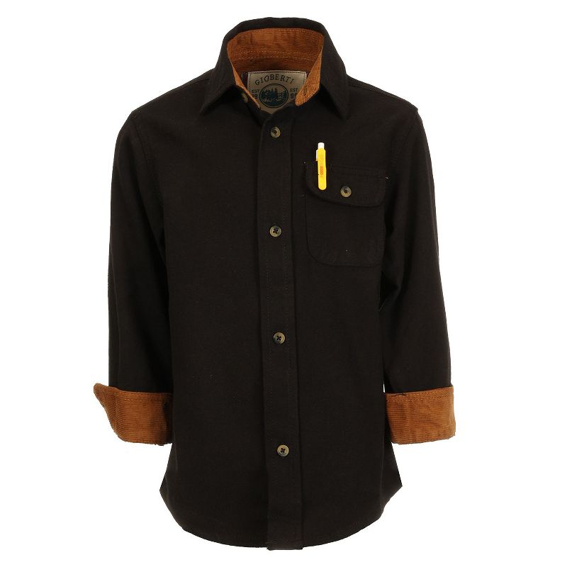 Gioberti Boy's Single Pocket Flannel Shirt with Corduroy Contrast (Part 2)