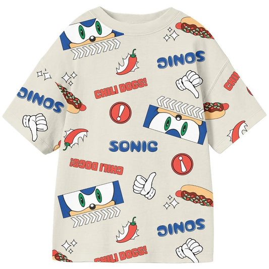 Sonic The Hedgehog Chili Dogs All-Over Print Youth Tofu Crew Neck Short Sleeve T-shirt
