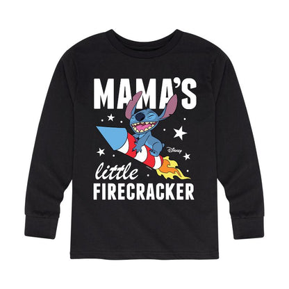 Boys' - Lilo and Stitch - Mama's Little Firecracker Long Sleeve Graphic T-Shirt