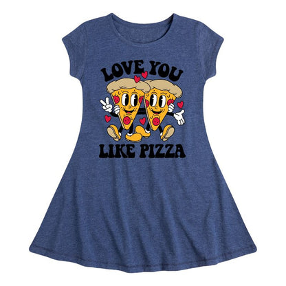Girls' - Instant Message - Valentine's Day Love You Like Pizza Fit & Flair Cap Sleeve Dress