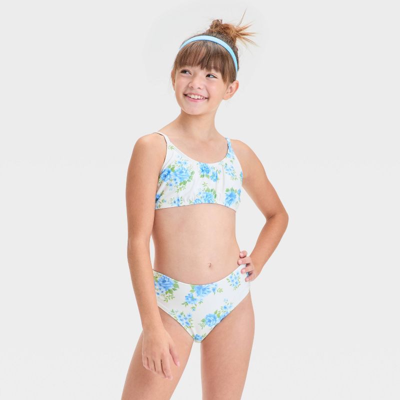 Girls' Tea at the Pool Floral Printed Bikini Set - art class™ Off-White