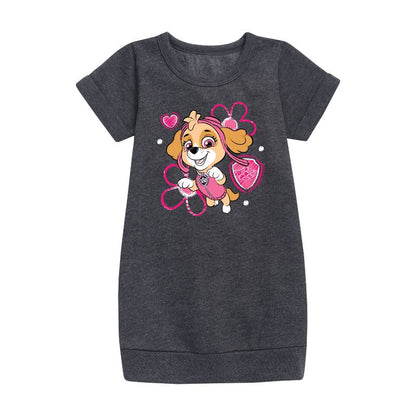 Girls' - Paw Patrol - Skye Sketch Graphic Short Sleeve Fleece Dress
