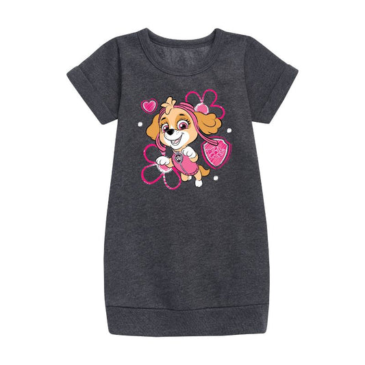 Girls' - Paw Patrol - Skye Sketch Graphic Short Sleeve Fleece Dress