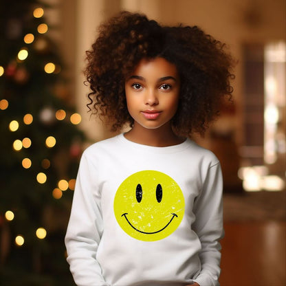 The Juniper Shop Distressed Smiley Face Youth Graphic Sweatshirt