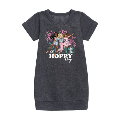 Girls' - Barbie - Easter Graphic Short Sleeve Fleece Dress