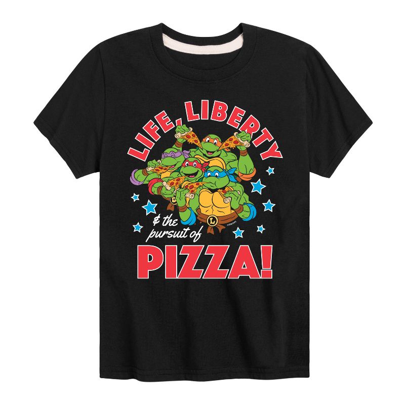 تي شيرت جرافيكي بأكمام قصيرة للأولاد من Teenage Mutant Ninja Turtles - Life Liberty Pursuit Of Pizza
