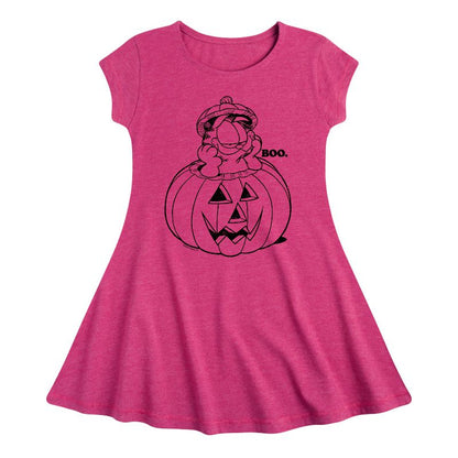 فستان غارفيلد للبنات - Boo Pumpkin Fit &amp; Flair بأكمام قصيرة