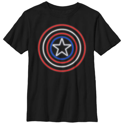 تي شيرت Marvel Captain America Shield Neon Light للأولاد