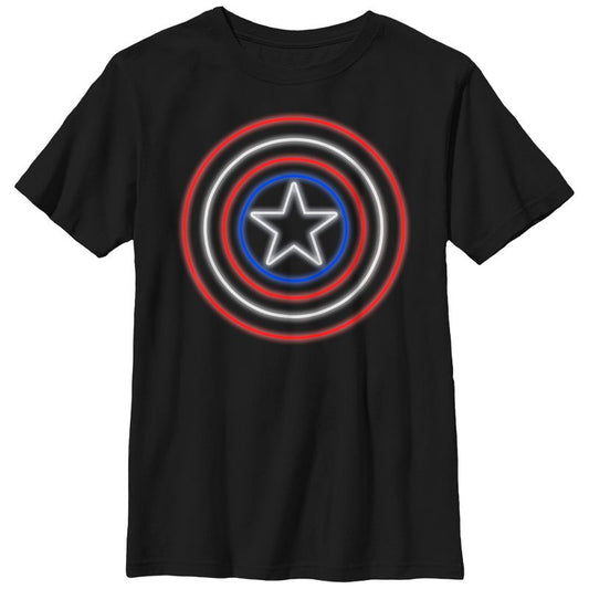 تي شيرت Marvel Captain America Shield Neon Light للأولاد