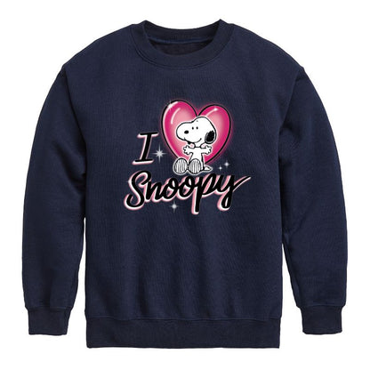 Boys' - Peanuts - I Heart Snoopy Graphic Long Sleeve Fleece Sweatshirt