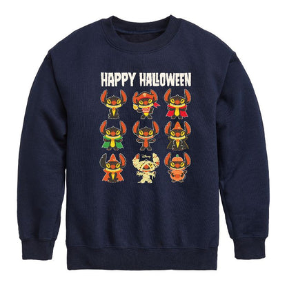 Boys' - Disney - Stitch Happy Halloween Graphic Long Sleeve Fleece Sweatshirt