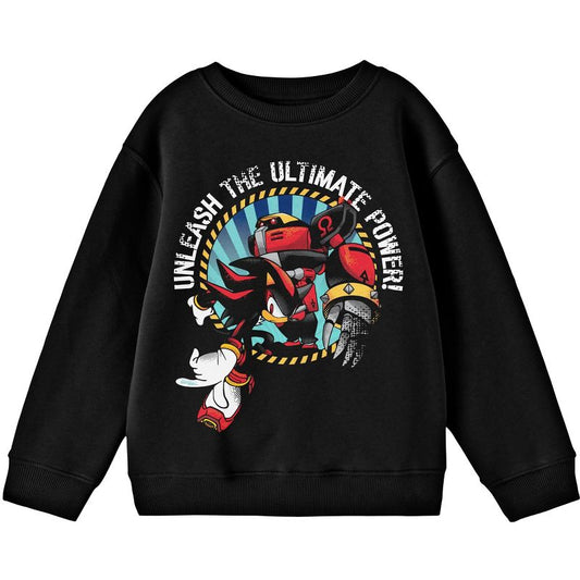 Bioworld Sonic The Hedgehog Knuckles Unleash the Ultimate Power Youth Black Crew Neck Sweatshirt
