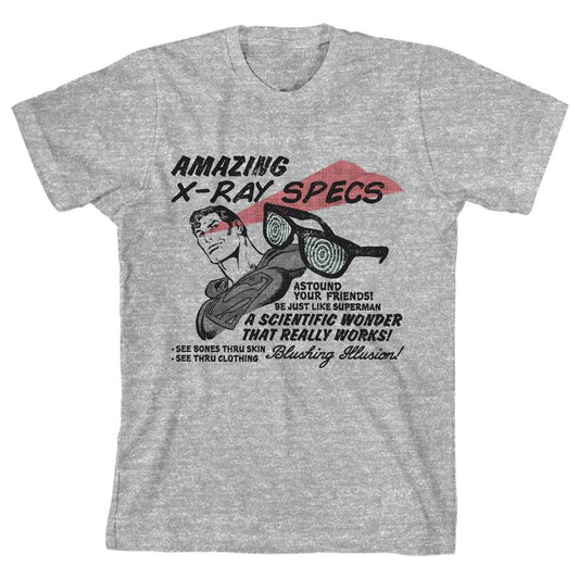 تي شيرت رمادي هيذر للأولاد من Superman Amazing X-ray Specs Vintage Art Youth