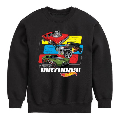 Boys' - Hot Wheels - Its My Birthday Graphic Long Sleeve Fleece Sweatshirt