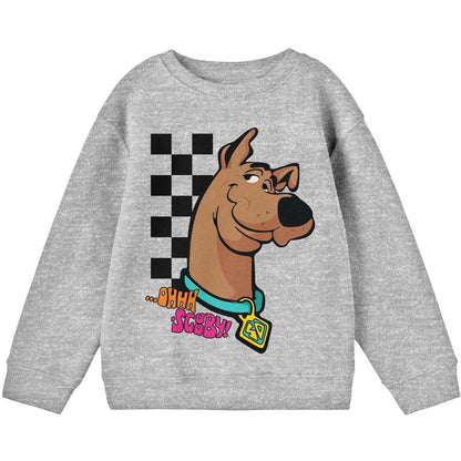 قميص سكوبي دو للأولاد بأكمام طويلة باللون الرمادي الفاتح وخلفية مربعة