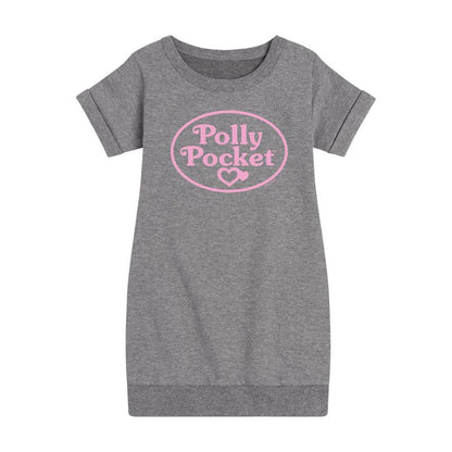 Girls' - Polly Pocket - Polly Pocket Pink Logo Graphic Short Sleeve Fleece Dress