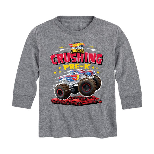 Boys' - Hot Wheels - Crushing Pre K Long Sleeve Graphic T-Shirt
