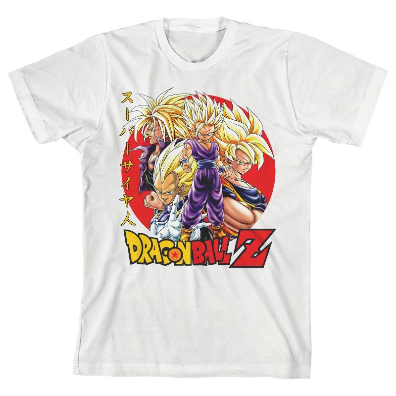 Dragon Ball Z Super Saiyan Characters Layout w/ Logo Youth Boy's White T-shirt