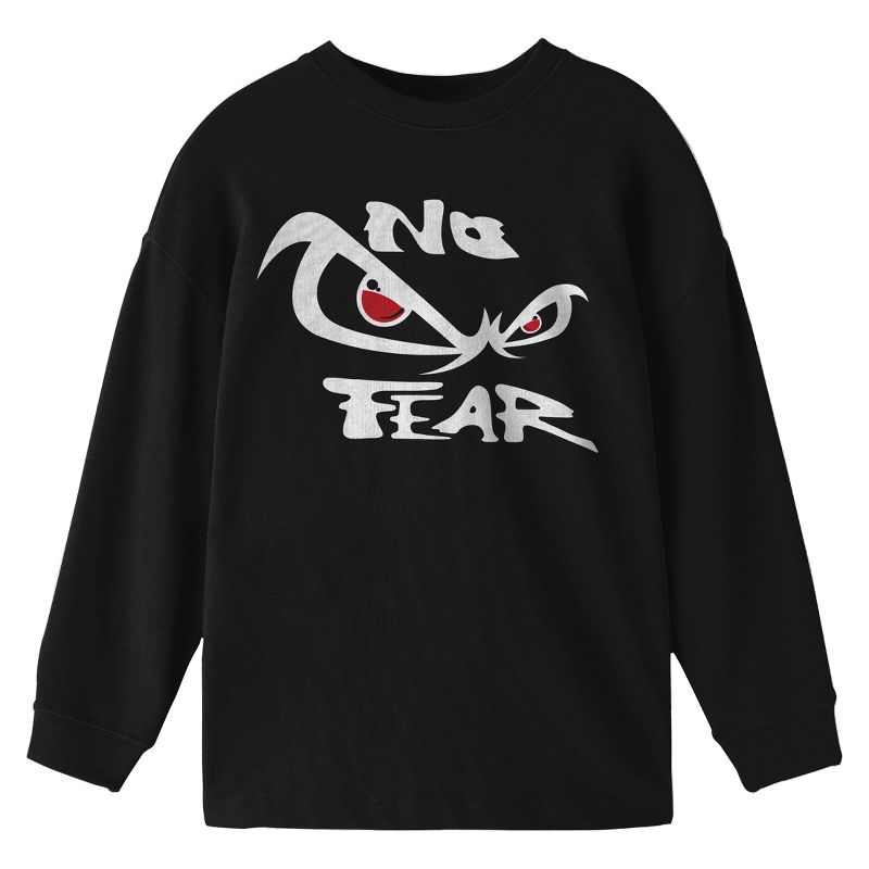 تي شيرت No Fear Classic Logo للشباب باللون الأسود برقبة دائرية وأكمام طويلة