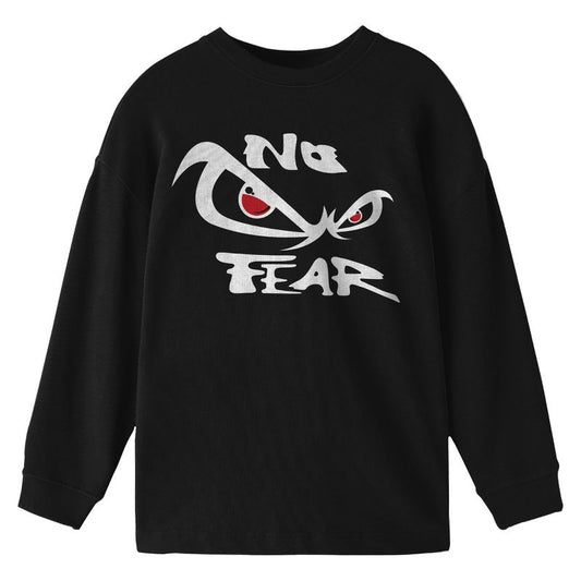 تي شيرت No Fear Classic Logo للشباب باللون الأسود برقبة دائرية وأكمام طويلة