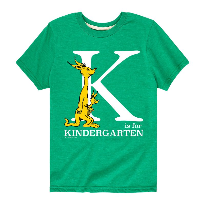 تي شيرت جرافيكي بأكمام قصيرة للأولاد - دكتور سوس - K Is For Kindergarten Kangaroo