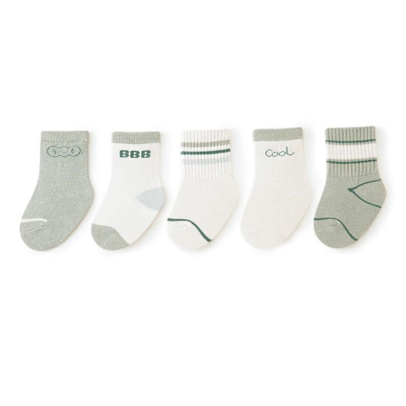 MyKids-USA Baby Unisex Breathable Comfy Preppy Socks 5-Pair Set
