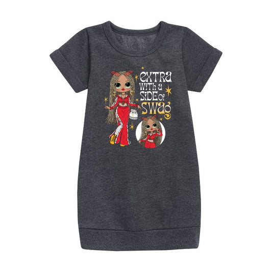 Girls' - LOL Surprise! - Extra w/ a Side of Swag Graphic Short Sleeve Fleece Dress