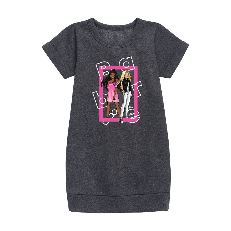 Girls' - Barbie - Out Of Box Graphic Short Sleeve Fleece Dress