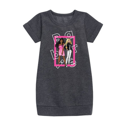 Girls' - Barbie - Out Of Box Graphic Short Sleeve Fleece Dress
