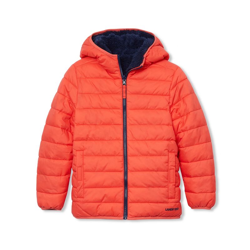 جاكيت Lands' End Kids المقاوم للماء والقابل للعكس بغطاء رأس