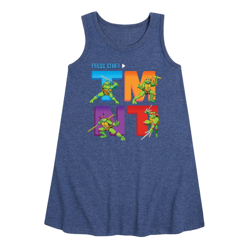 Girls' - Teenage Mutant Ninja Turtles - Press Start Grid Graphic Sleeveless Aline Dress