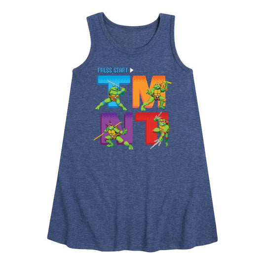 Girls' - Teenage Mutant Ninja Turtles - Press Start Grid Graphic Sleeveless Aline Dress