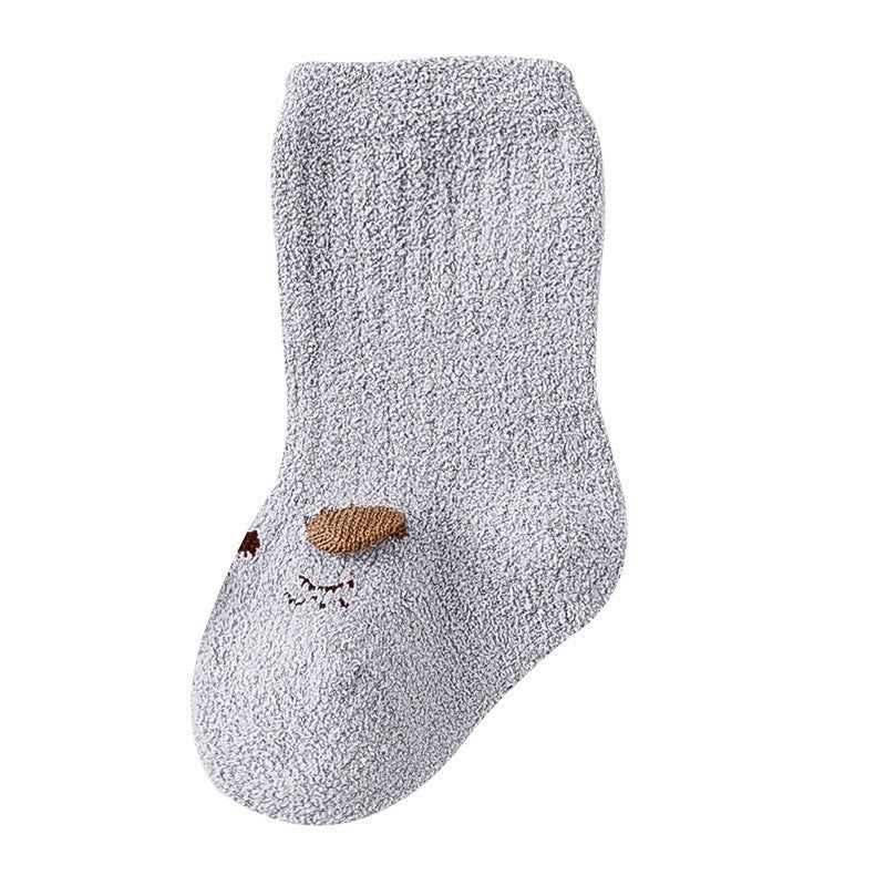 MyKids-Usa Baby Cartoon Pattern Coral Fleece Comfy Mid-Tube Socks