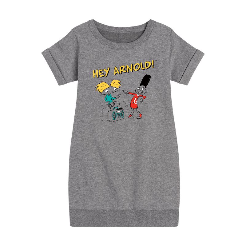 Girls' - Hey Arnold! - Best Buds Graphic Short Sleeve Fleece Dress