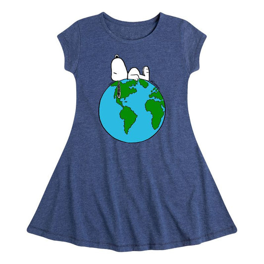 Girls' - Peanuts - Top Of The World Fit & Flair Cap Sleeve Dress