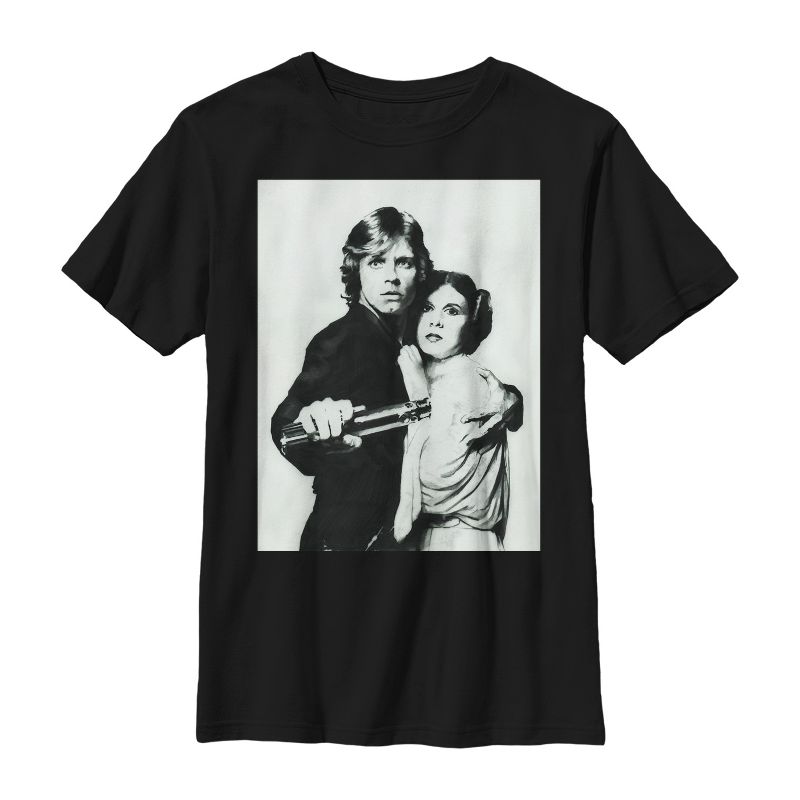 Boy's Star Wars Luke and Leia Grayscale T-Shirt
