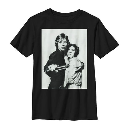 Boy's Star Wars Luke and Leia Grayscale T-Shirt
