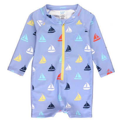 RuggedButts Baby/Toddler Boys UPF50+ Long Sleeve One Piece Rash Guard