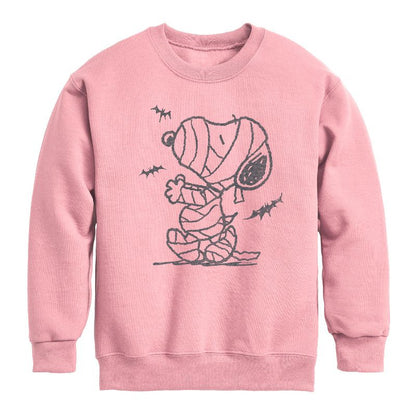 Boys' - Peanuts - Snoopy Mummy And Bats Graphic Long Sleeve Fleece Sweatshirt
