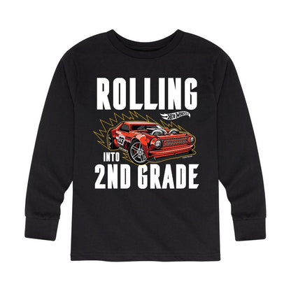 Boys' - Hot Wheels - Rolling Into 2nd Grade Long Sleeve Graphic T-Shirt