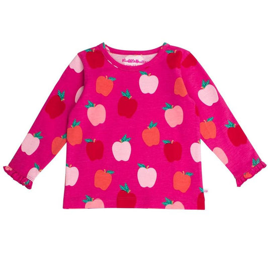 RuffleButts Girls Knit Long Sleeve Ruffle Layering Tee