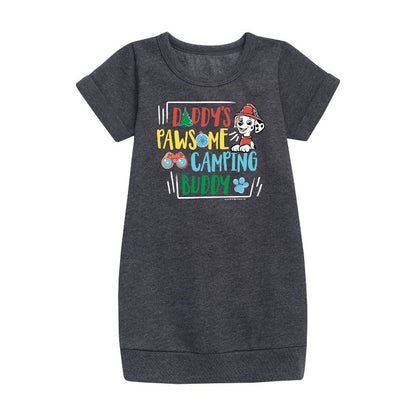 Girls' - Paw Patrol - Daddy's Pawsome Camping Buddy Graphic Short Sleeve Fleece Dress