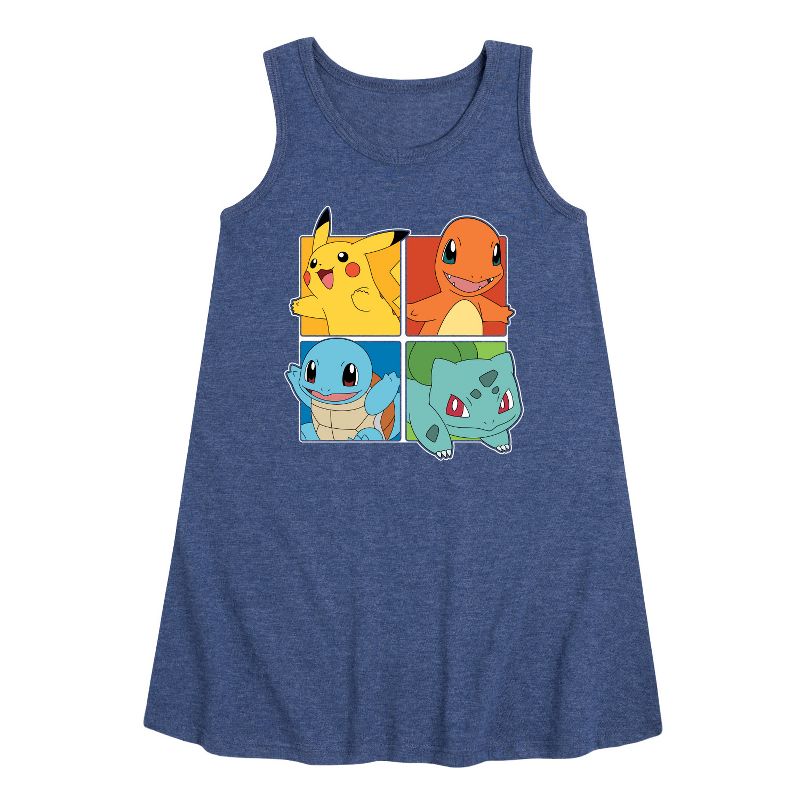 Girls' - Pokémon - Pokémon Squares Graphic Sleeveless Aline Dress