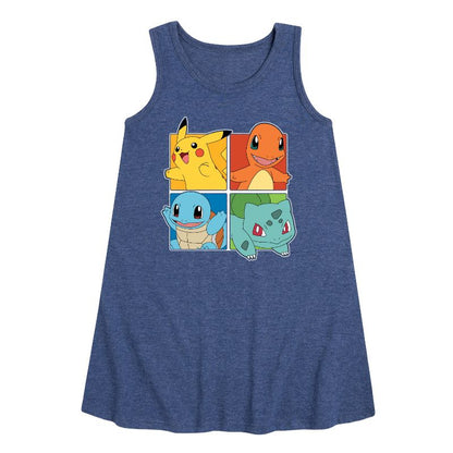 Girls' - Pokémon - Pokémon Squares Graphic Sleeveless Aline Dress