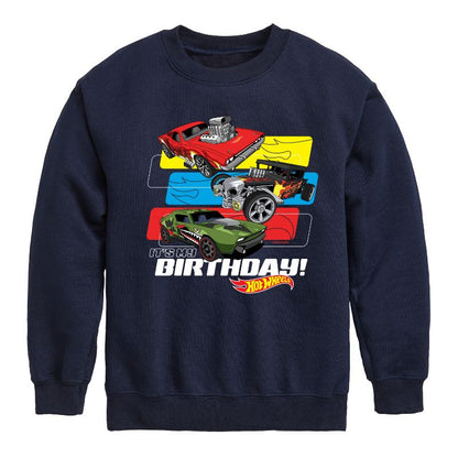 Boys' - Hot Wheels - Its My Birthday Graphic Long Sleeve Fleece Sweatshirt