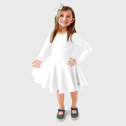 فستان سكيتر بأكمام طويلة من سيتي ثريدز للبنات مصنوع من قماش جيرسي ناعم 100% قطن - فستان دوار مصنوع في الولايات المتحدة الأمريكية للأطفال الصغار/الأطفال