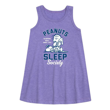 Girls' - Peanuts - Peanuts Sleep Society Graphic Sleeveless Aline Dress