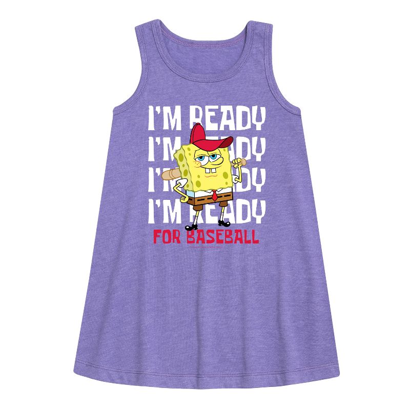 Girls' - SpongeBob SquarePants - Ready For Baseball Graphic Sleeveless Aline Dress